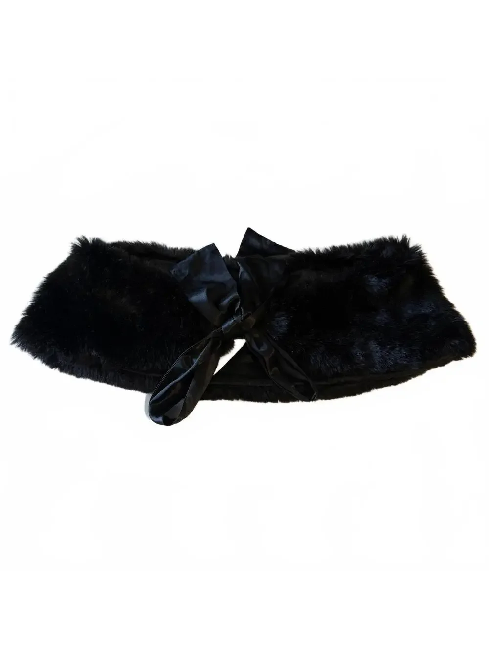 NWT Vintage McClintock Collections Faux Fur Stole Satin Bow Capelet Layering